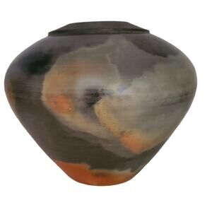 Studio Art Pottery Vase Earth Tone Squat Gourd Shape Pot 1989 Signed Bill Kimby